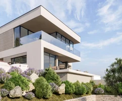 NOVÁ MĚSTSKÁ VILA S BAZÉNEM A VÝHLEDEM NA MOŘE, NA OKRAJI ZELENÉ ZÓNY!