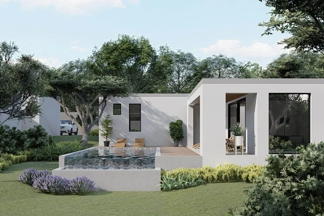 Istrien, Labin, modernes eingeschossiges Haus mit Swimmingpool