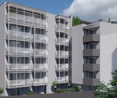 Split, Žnjan, 132 m2-es penthouse egy új épület ötödik emeletén, tengerre néző kilátással