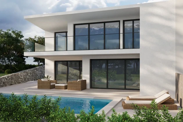 NUOVA VILLA BIFAMILIARE CON PISCINA E VISTA MARE, A 200 M DALLA SPIAGGIA!