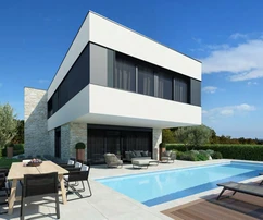 Istrie, Poreč, moderní vila ve výstavbě s výhledem na moře
