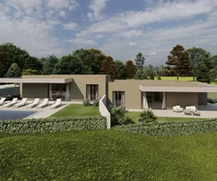 Casas modernas de una sola planta con piscina en venta en Tinjan, Croacia